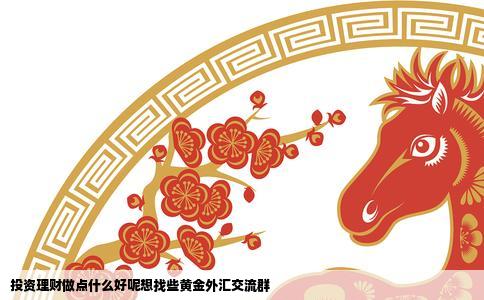 投资理财做点什么好呢想找些黄金外汇交流群