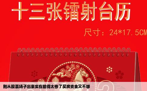 刚从股票场子出来实在输得太惨了买房资金又不够