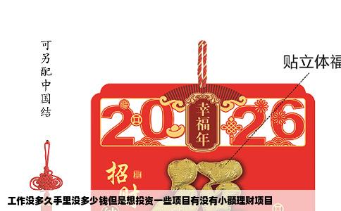 工作没多久手里没多少钱但是想投资一些项目有没有小额理财项目