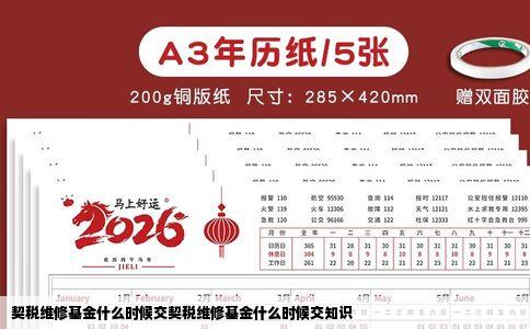 契税维修基金什么时候交契税维修基金什么时候交知识