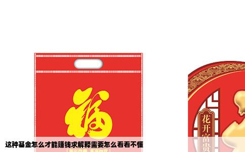 这种基金怎么才能赚钱求解释需要怎么看看不懂
